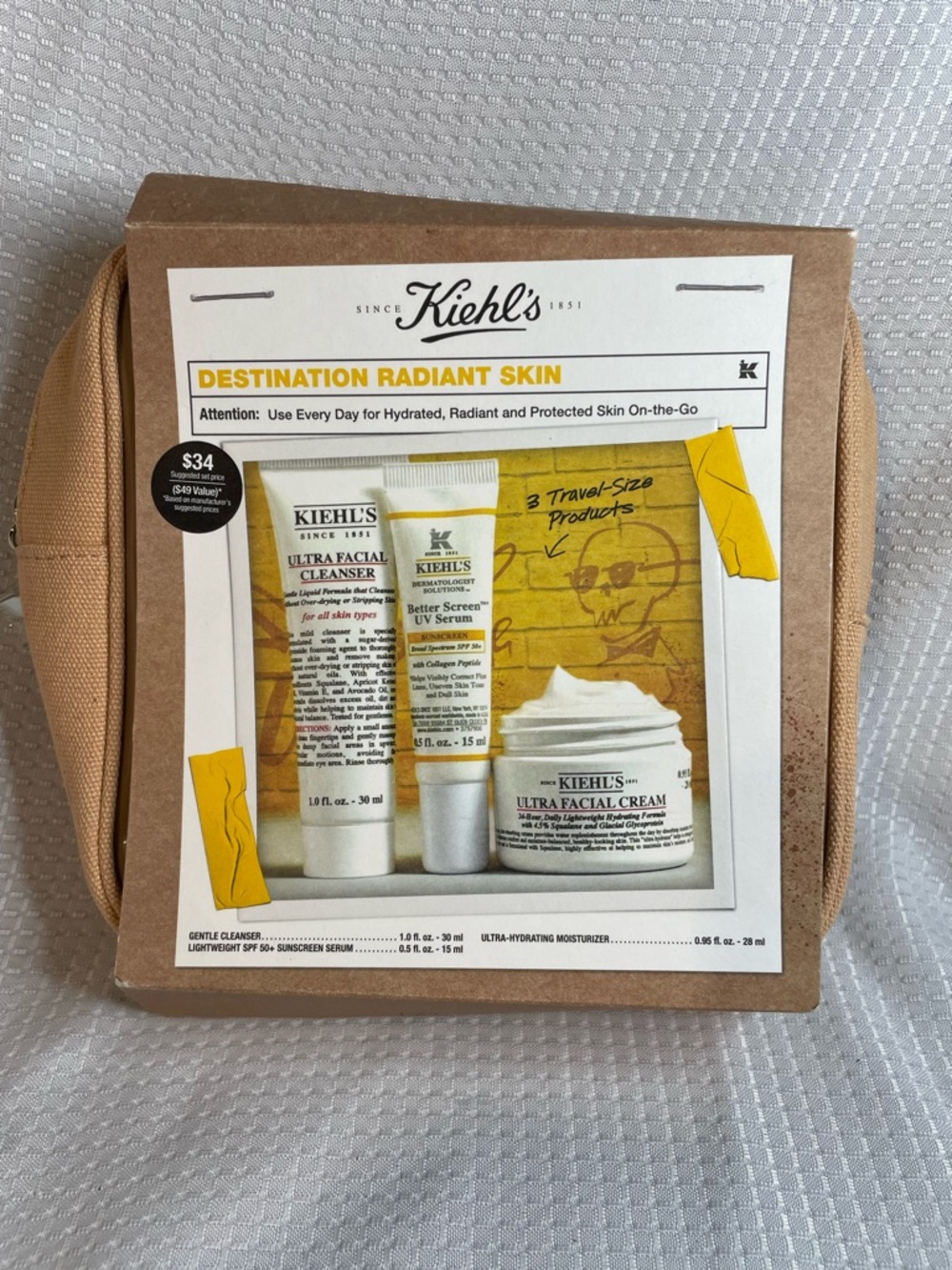 Kiehls Destination Radiant Skin Travel Set, Brand New